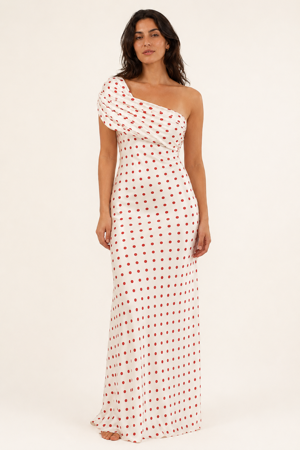 Red polka dot maxi dress